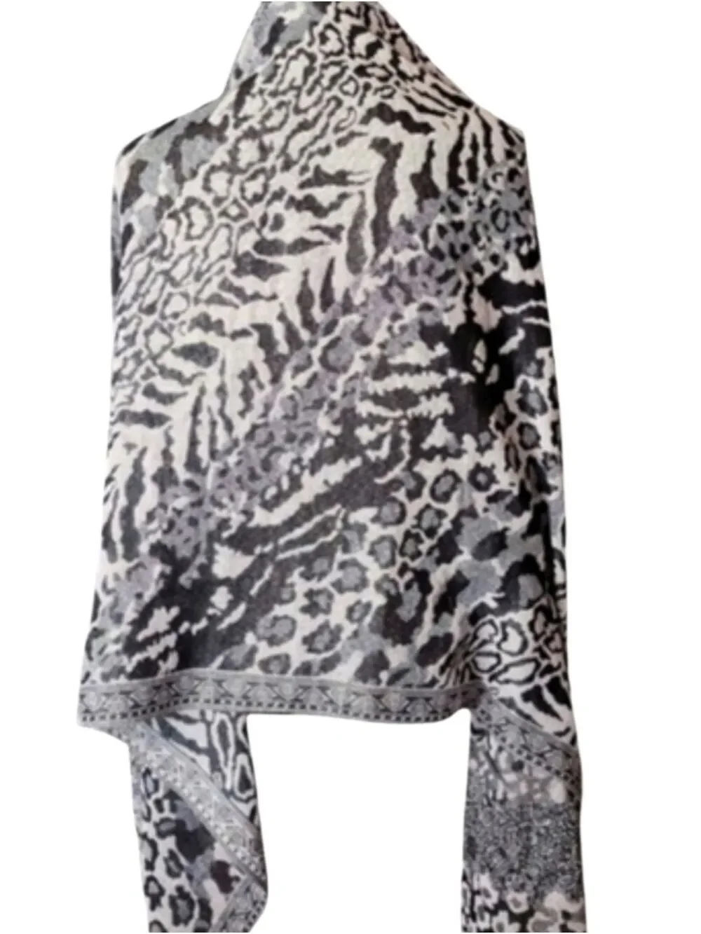 Modern Expressions Black & Taupe Animal Print Wrap Scarf 68
